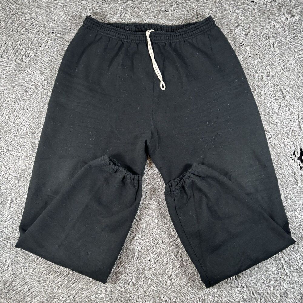 VINTAGE JERZEES Sweatpants Mens XL Black Activewear Elastic Waist Training VTG